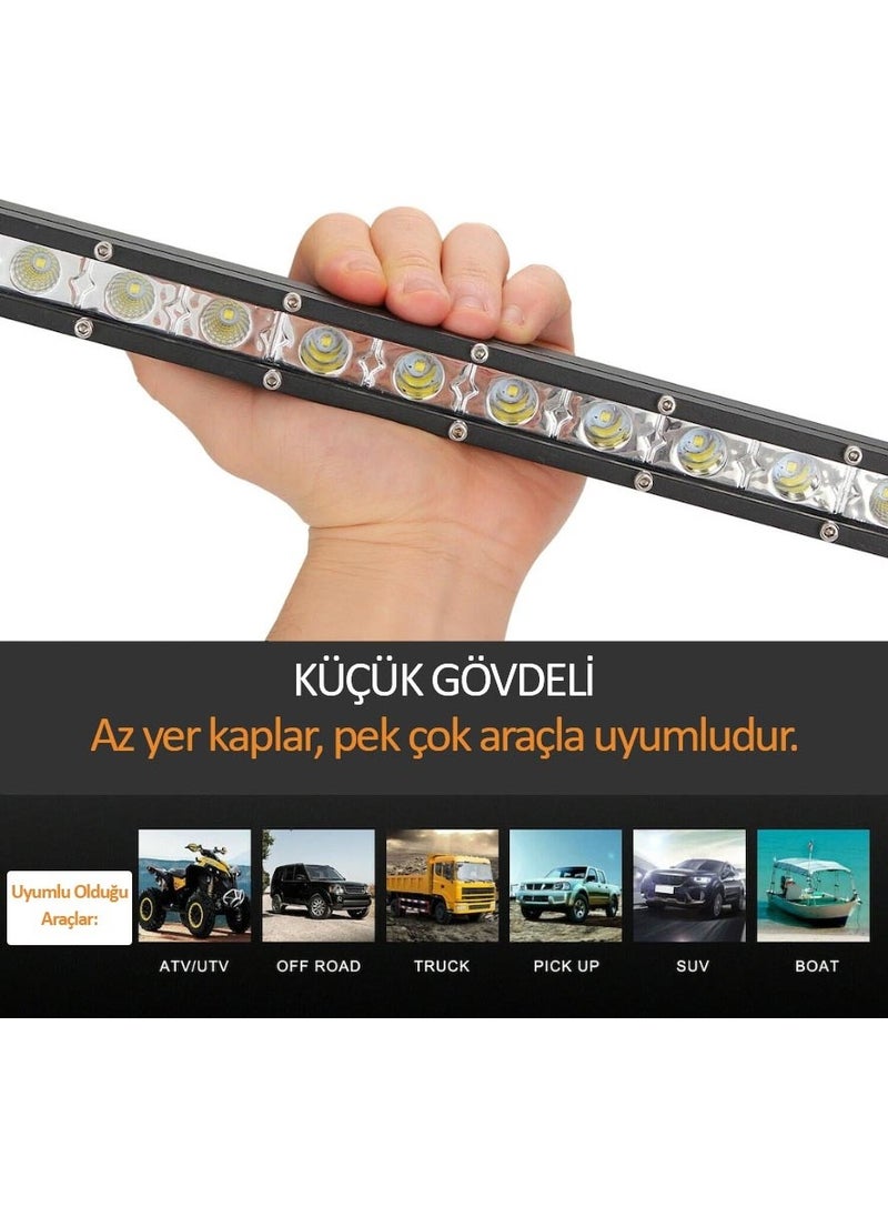 Techmaster - 144W 48 LED Single Row Offroad Diffuser Daytime Running Light Lamp Projector - Image 1