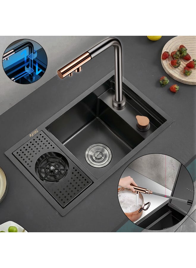 VLIFE Coffee bar sink with rinser 45X30 removable cover nano Black full set ( Faucet changed to other model ) - Image 2