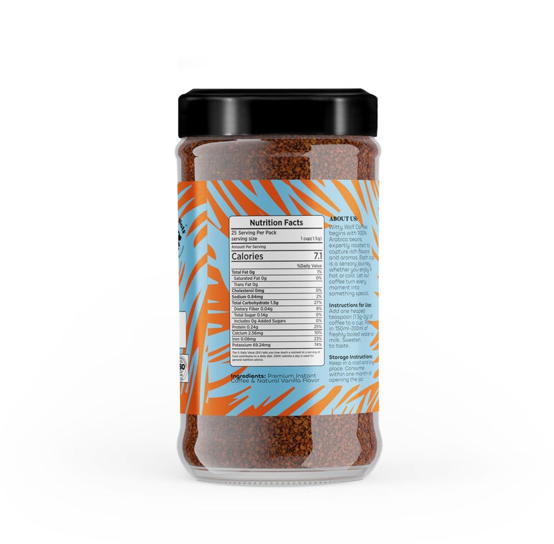 Witty Wolf Premium Vanilla Instant Flavored Coffee Combo (50gm + 50gm) | Espresso, Latte & Cappuccino | Hot & Cold Coffee (Pack of 2) - Image 2