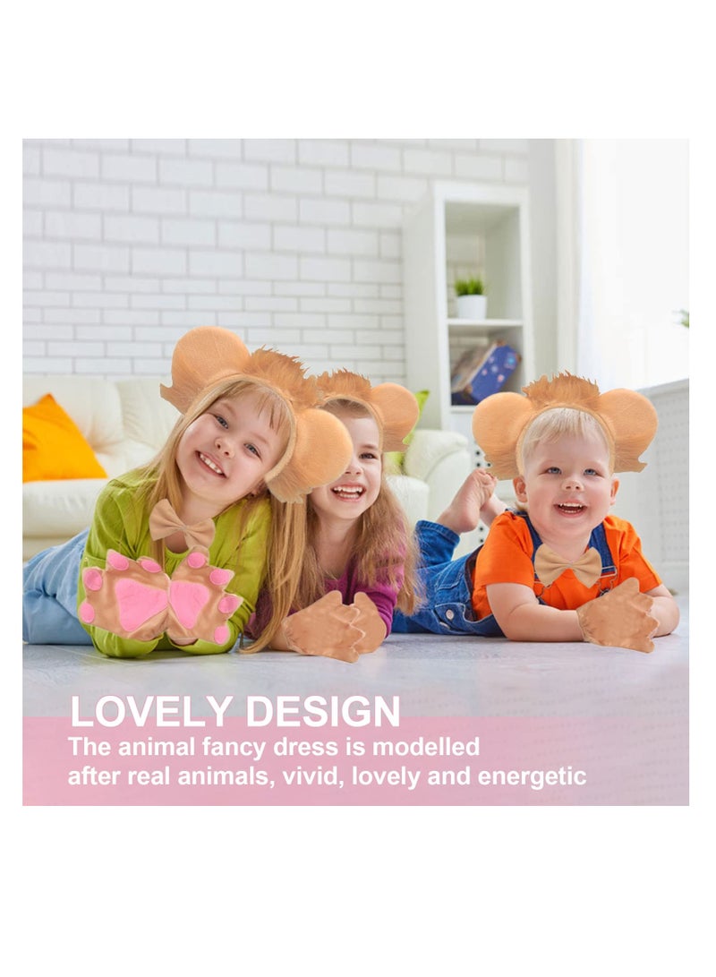 5-Piece Kids Lion Costume Set: Headband, Tail, Bow Tie, Gloves, and Tutu Skirt for Animal Cosplay, Christmas Parties, and Stage Performances. Perfect for Fun Dress-Up! - Image 5