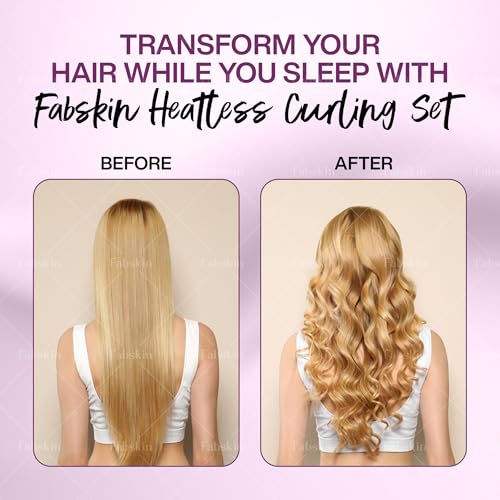 Fabskin Heatless Hair Curler Set For Women | Satin Silk Curling Rod Headband With Hair Clutcher and Scrunchies - Pink - Image 4
