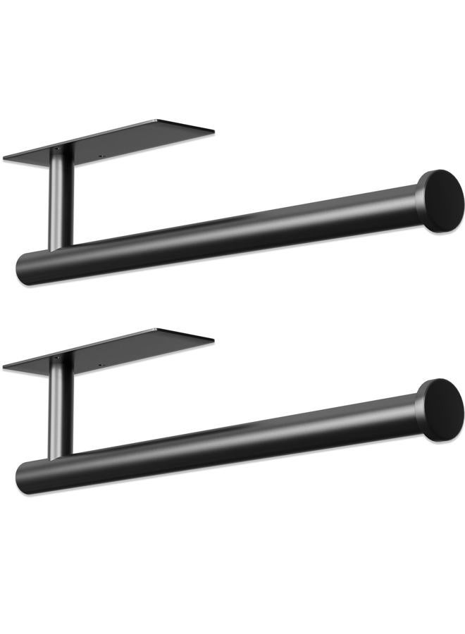 baecel 2 Pack Paper Towel Holder, Improved Paper Towel Holder Under Cabinet, Stainless Steel Paper Towel Holders Bar Rack with Self Adhesive and Screws for Kitchen, Bathroom, RV, Black - Image 1