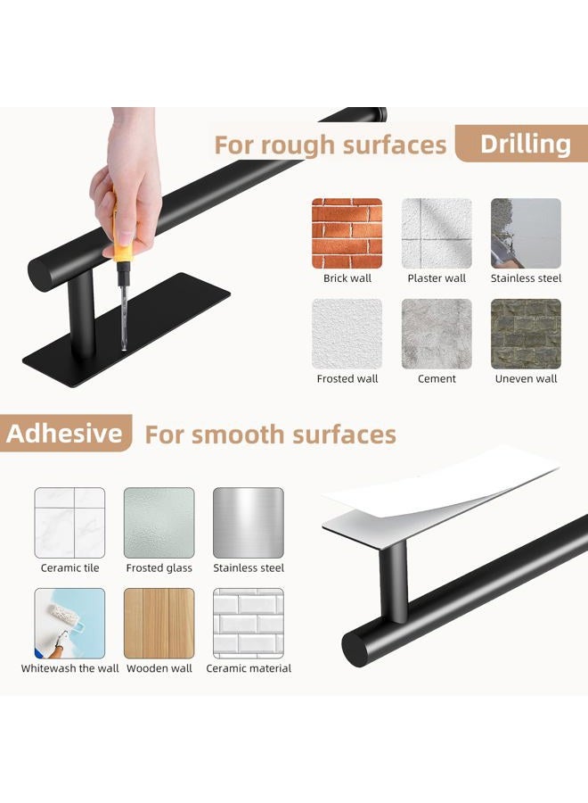 baecel 2 Pack Paper Towel Holder, Improved Paper Towel Holder Under Cabinet, Stainless Steel Paper Towel Holders Bar Rack with Self Adhesive and Screws for Kitchen, Bathroom, RV, Black - Image 4