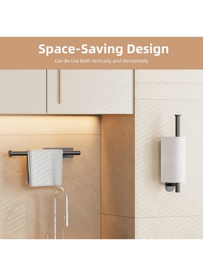 baecel 2 Pack Paper Towel Holder, Improved Paper Towel Holder Under Cabinet, Stainless Steel Paper Towel Holders Bar Rack with Self Adhesive and Screws for Kitchen, Bathroom, RV, Black - Image 2