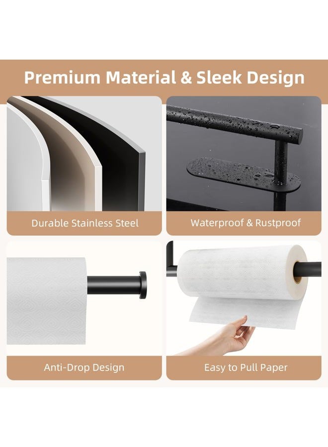 baecel 2 Pack Paper Towel Holder, Improved Paper Towel Holder Under Cabinet, Stainless Steel Paper Towel Holders Bar Rack with Self Adhesive and Screws for Kitchen, Bathroom, RV, Black - Image 5