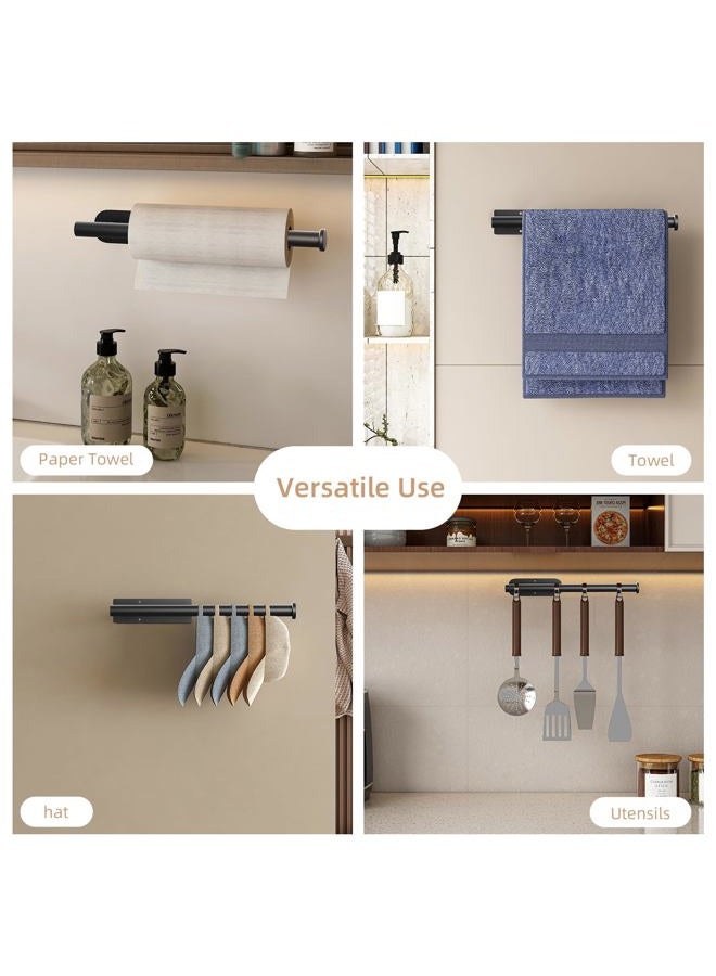 baecel 2 Pack Paper Towel Holder, Improved Paper Towel Holder Under Cabinet, Stainless Steel Paper Towel Holders Bar Rack with Self Adhesive and Screws for Kitchen, Bathroom, RV, Black - Image 3