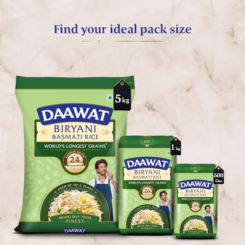 Daawat Biryani Basmati Rice| World S Longest Rice Grain Expands 24Mm* | Tasty, Non-Sticky & Rich Aroma |Naturally Aged|1 Kg.. - Image 5