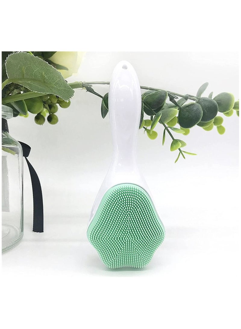 2-Pack Facial Brush, Silicone Body Scrub, Exfoliating Loofah, Scalp Massager, Cleansing Brush Handle - Image 3