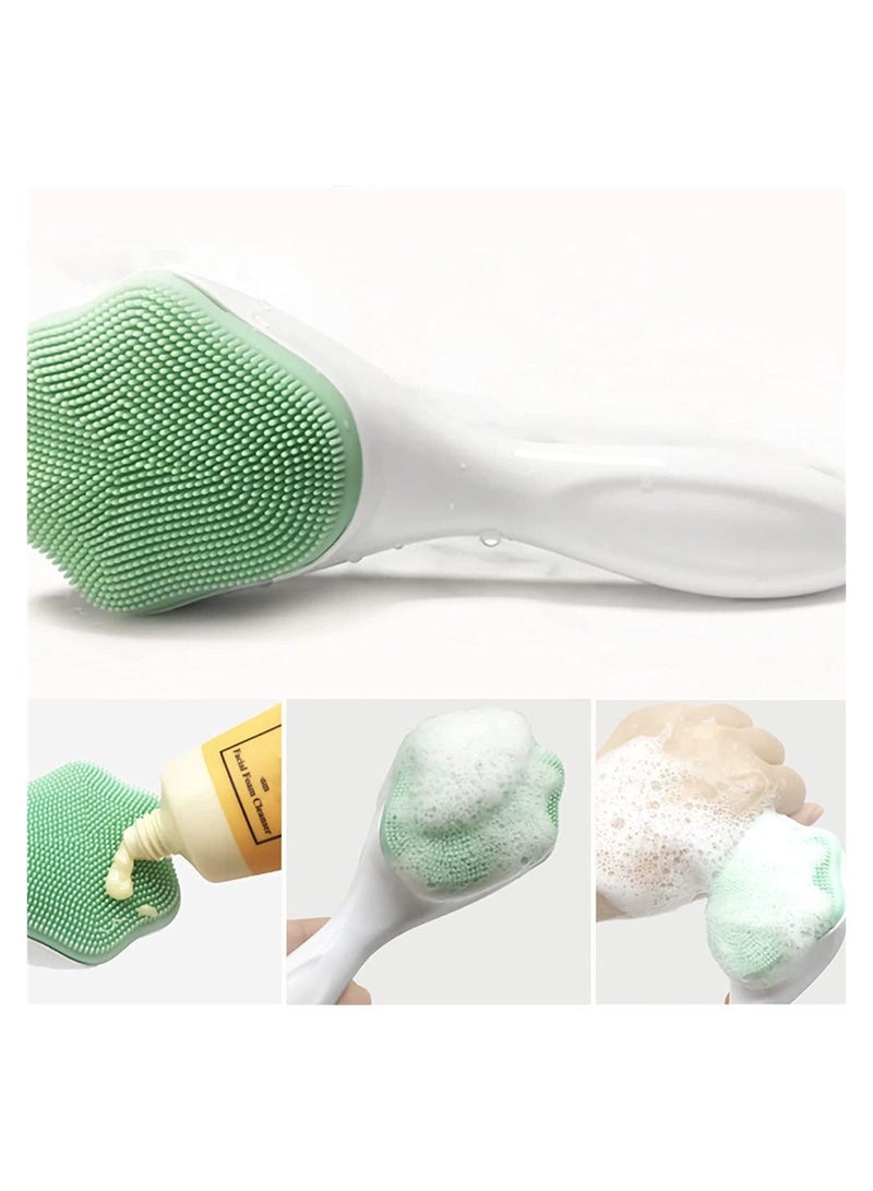 2-Pack Facial Brush, Silicone Body Scrub, Exfoliating Loofah, Scalp Massager, Cleansing Brush Handle - Image 2