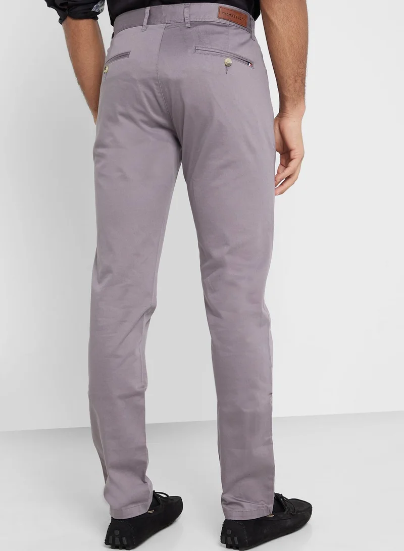 Thomas Scott Thomas Scott Men Grey Solid Slim Fit Sustainable Chinos