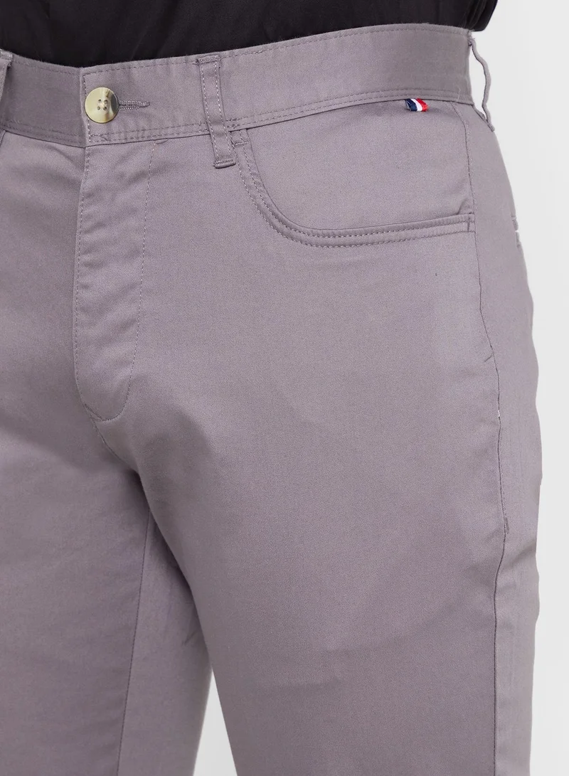 Thomas Scott Thomas Scott Men Grey Solid Slim Fit Sustainable Chinos