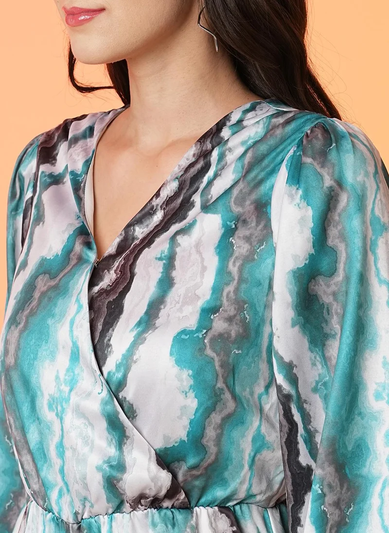Globus Blue Globus Women Blue Printed V-Neck Party Jumpsuit for Women | Best Price UAE