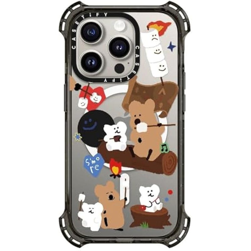 Casetify Bounce iPhone 15 Pro Case 【6X Military Grade Drop Tested / 21.3ft Drop Protection/Compatible with Magsafe】 - Cute Prints - S'More ! - Clear Black - Image 1