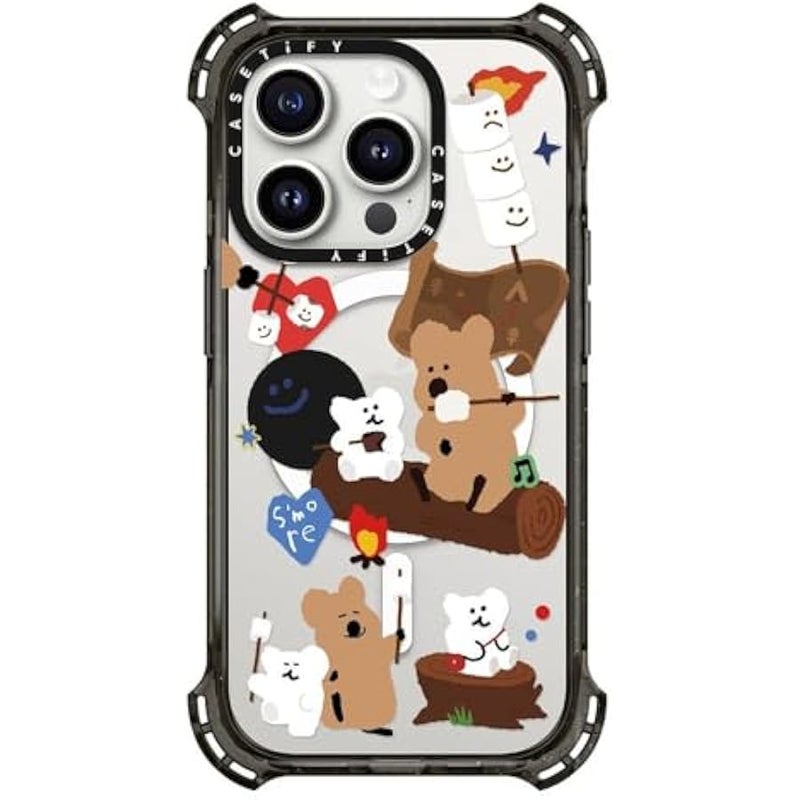 Casetify Bounce iPhone 15 Pro Case 【6X Military Grade Drop Tested / 21.3ft Drop Protection/Compatible with Magsafe】 - Cute Prints - S'More ! - Clear Black - Image 3
