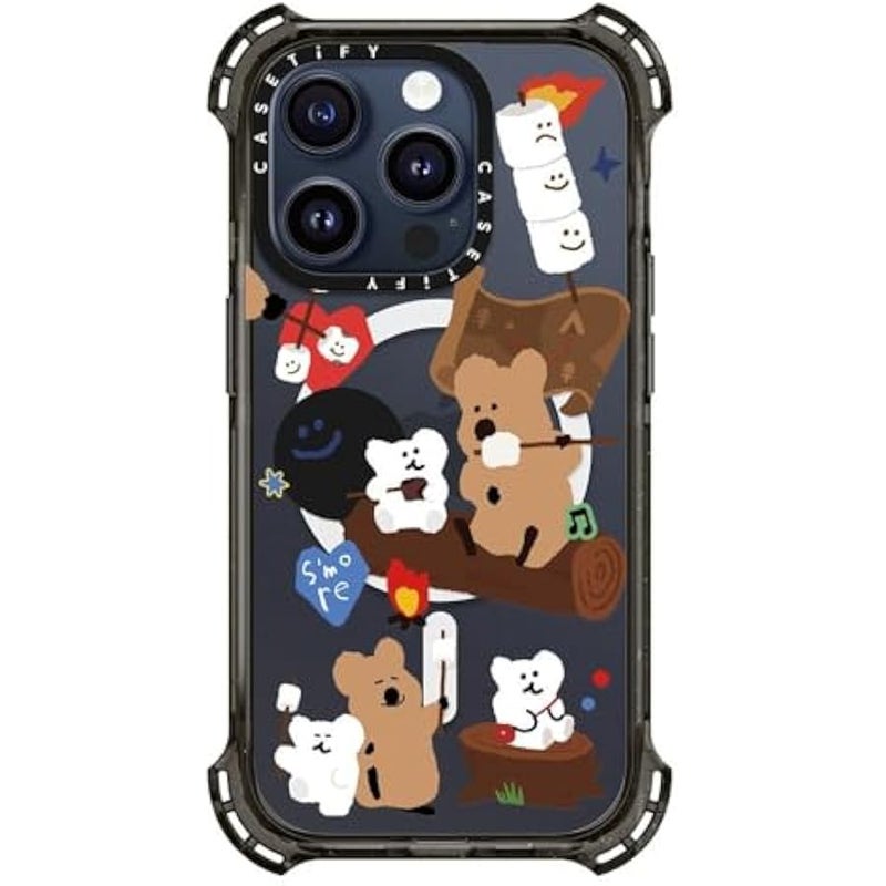 Casetify Bounce iPhone 15 Pro Case 【6X Military Grade Drop Tested / 21.3ft Drop Protection/Compatible with Magsafe】 - Cute Prints - S'More ! - Clear Black - Image 2