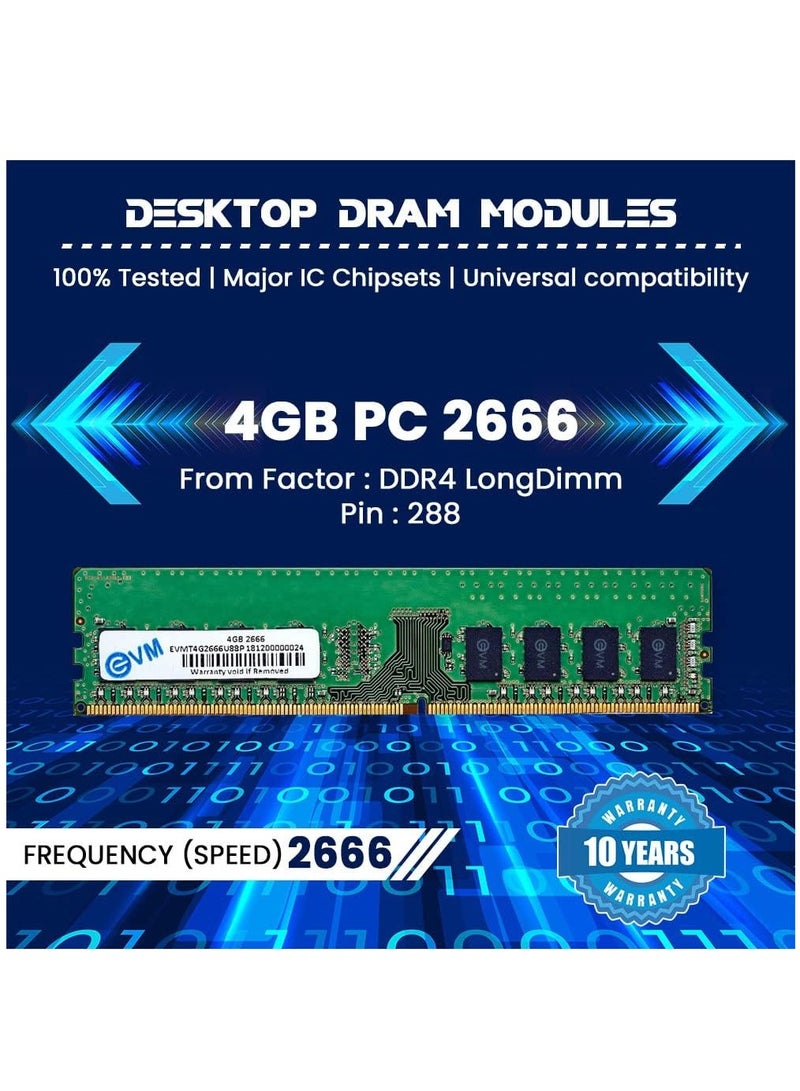4GB DDR4 2666MHz Long DIMM Desktop RAM Memory (EVMT4G2666U88P) - Image 2