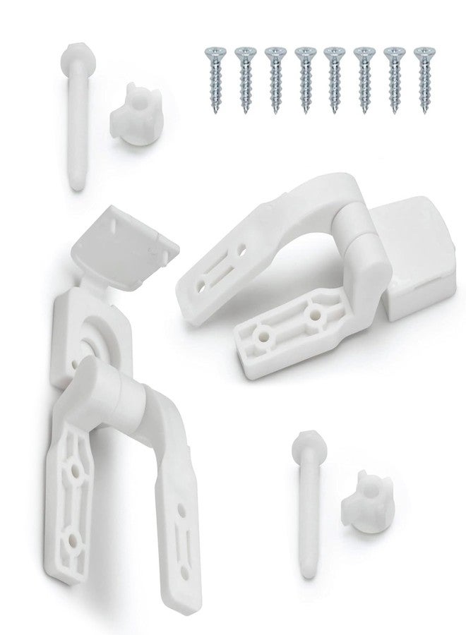 YAFIYGI White Plastic Toilet Seat Hinge Replacement with Bolts, Screws, and Nuts, Universal Toilet Seat Bracket Hardware for Replacement and Repair. - Image 1