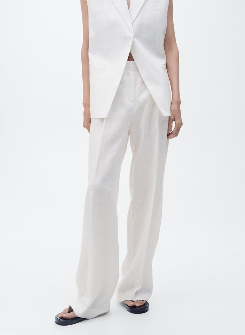 MANGO - Straight-Fit Linen Suit Trousers - Image 1