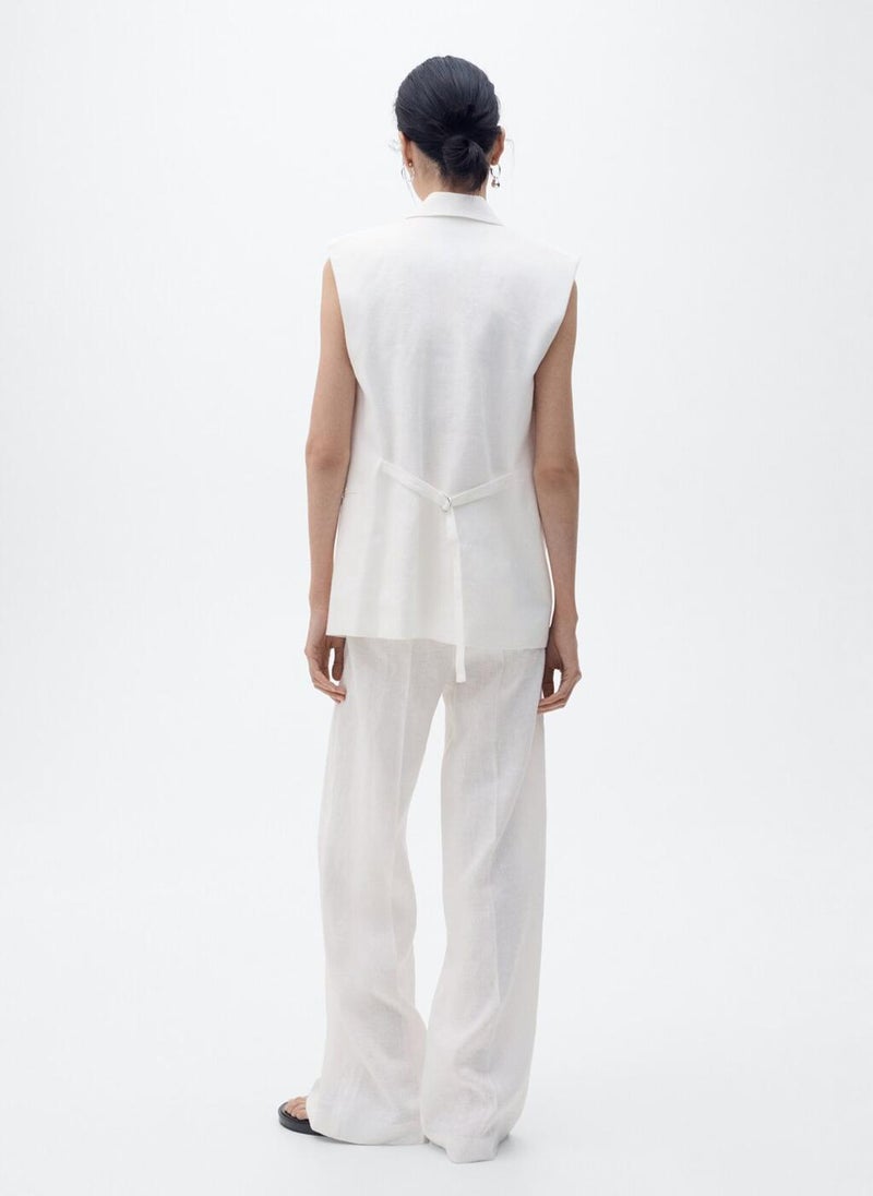 MANGO - Straight-Fit Linen Suit Trousers - Image 1