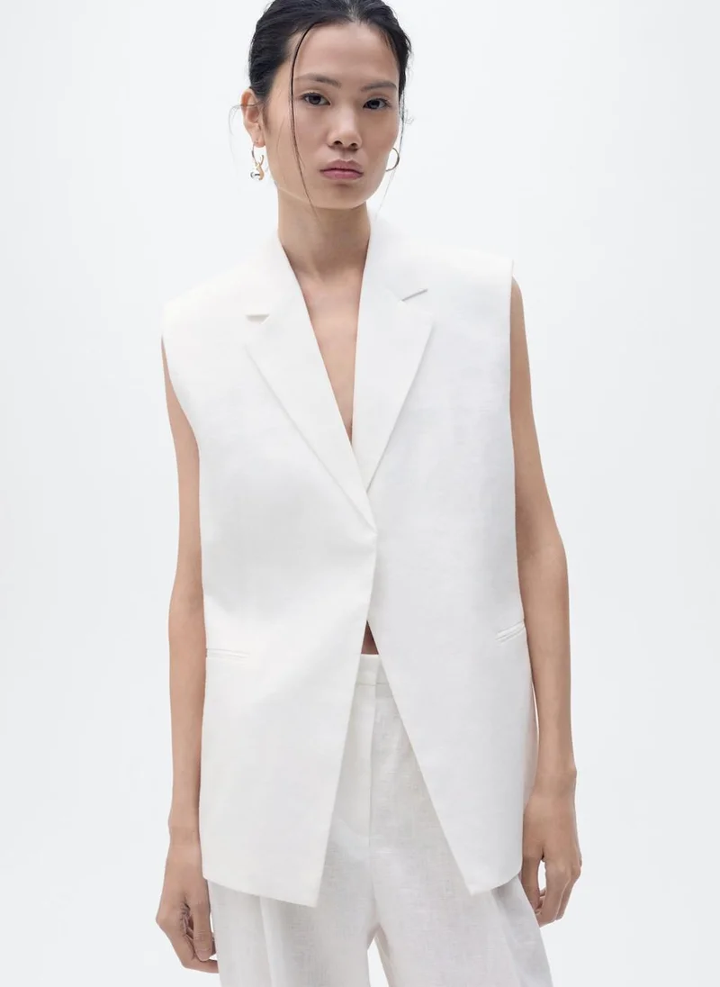 MANGO Straight-Fit Linen Suit Trousers