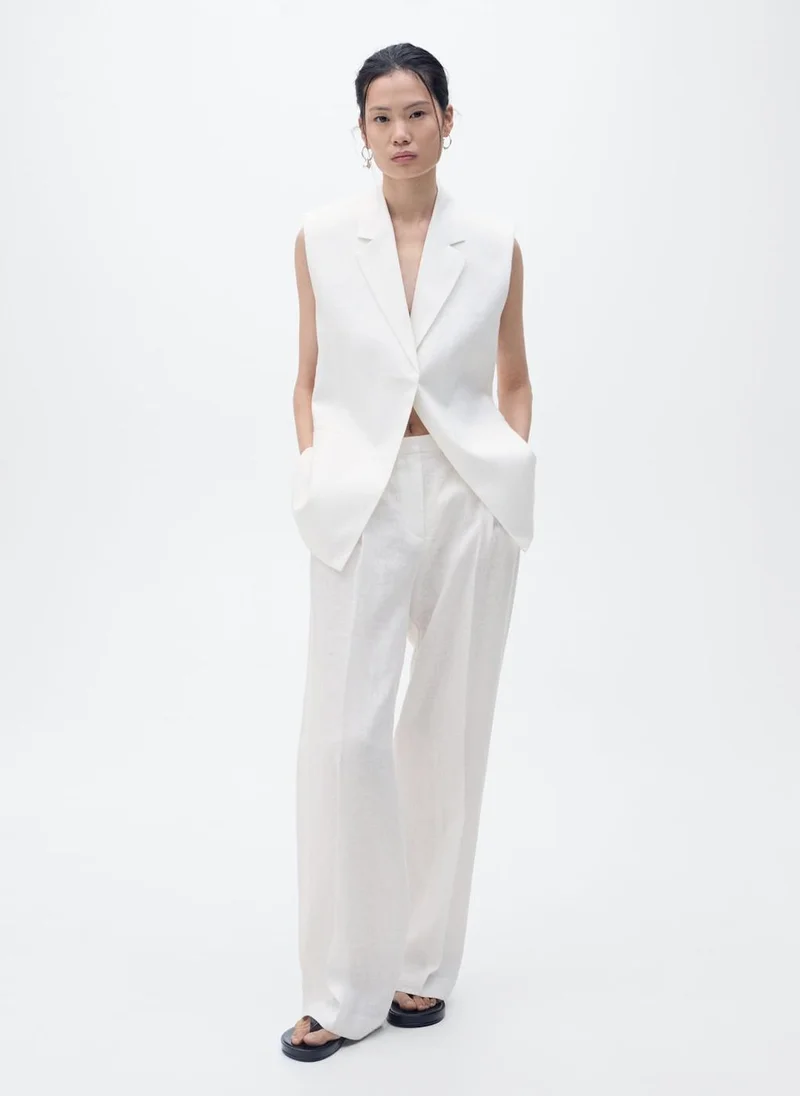 MANGO Straight-Fit Linen Suit Trousers