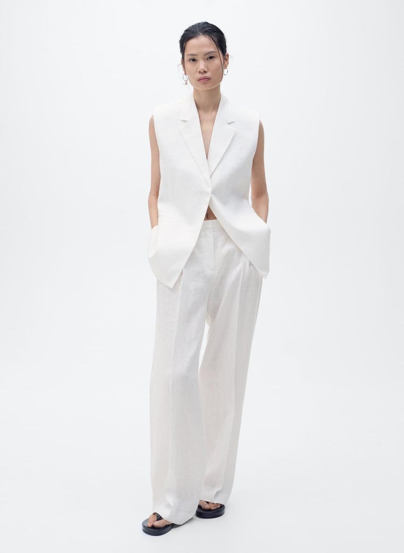MANGO - Straight-Fit Linen Suit Trousers - Image 1