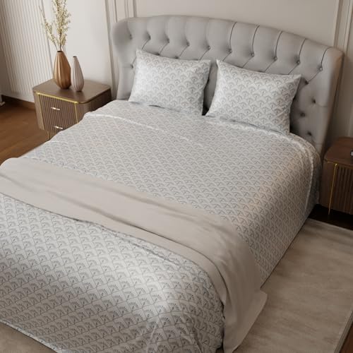 Stoa Paris Satin Bedsheet King Size Bed, Premium Bedding Set with Pillow Cover, Made with Quick Drying 300 TC Satin Fabric to Embrace Luxury, Elegance Collection, Blue, Combo 5 - Image 4