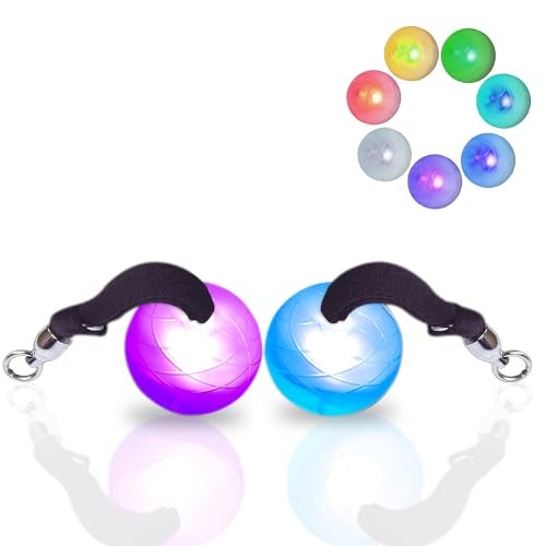 UltraPoi UltraKnob Pro Swivel Handles Set Pair 2 Upgrade for LED Poi Balls Rechargeable LED Knob Handles 35 Rainbow Color Modes Ideal for Adults Flow Toys Raves Concerts Parties - Image 1