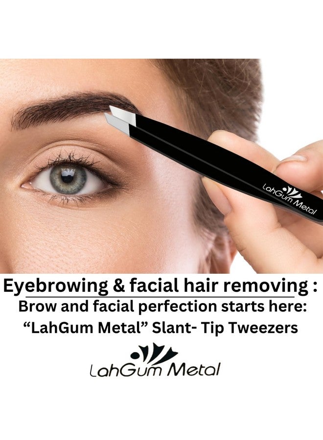 لاهجام ميتال ملقط حواجب مدبب حاد للنساء لإزالة شعر الوجه والذقن مع مجموعة قبضة - مجموعة ملقط إزالة الشعر الناشئ تحت الجلد، مدبب ودقيق ومائل أفضل ملقط حواجب وأنف للرجال لإزالة الرؤوس السوداء