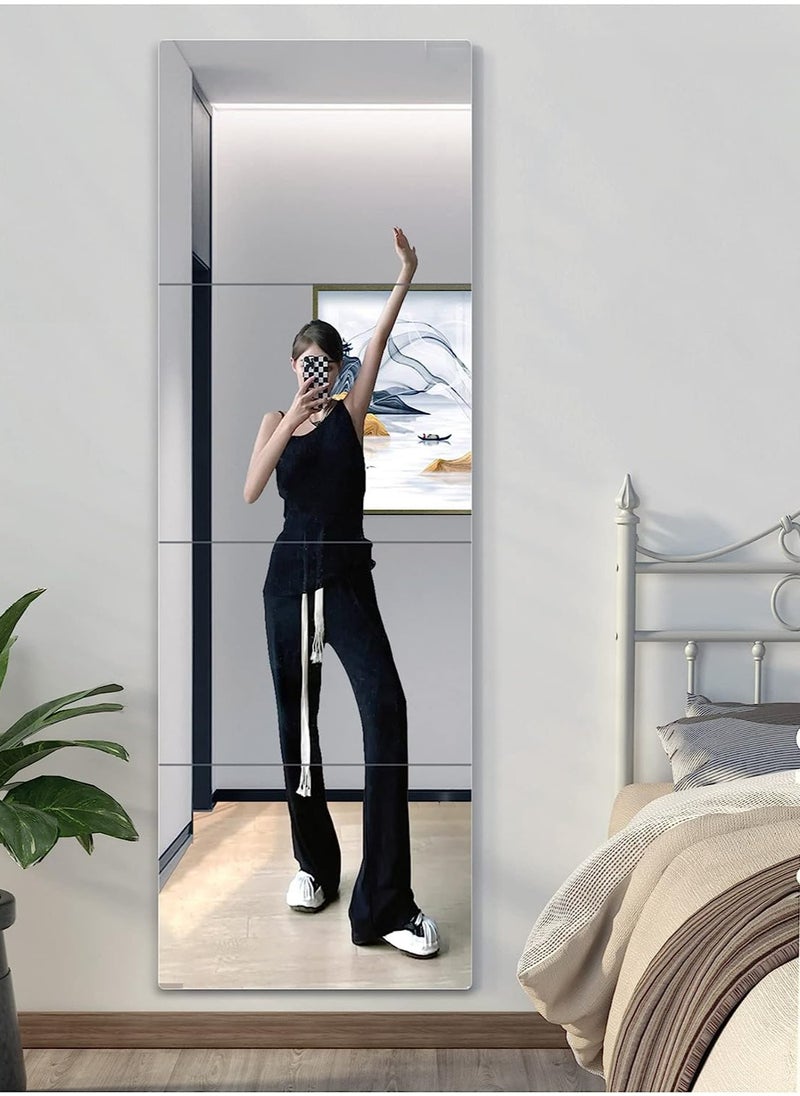 CityRiya-Long Full Length Mirror, Wall Mounted Mirror, Full Body Mirror for Bedroom, Makeup Mirror, 4 pcs 22 cm x 22 cm Over The Door Mirror for Door, Living Room, Bathroom, Home Decoration  - Image 1
