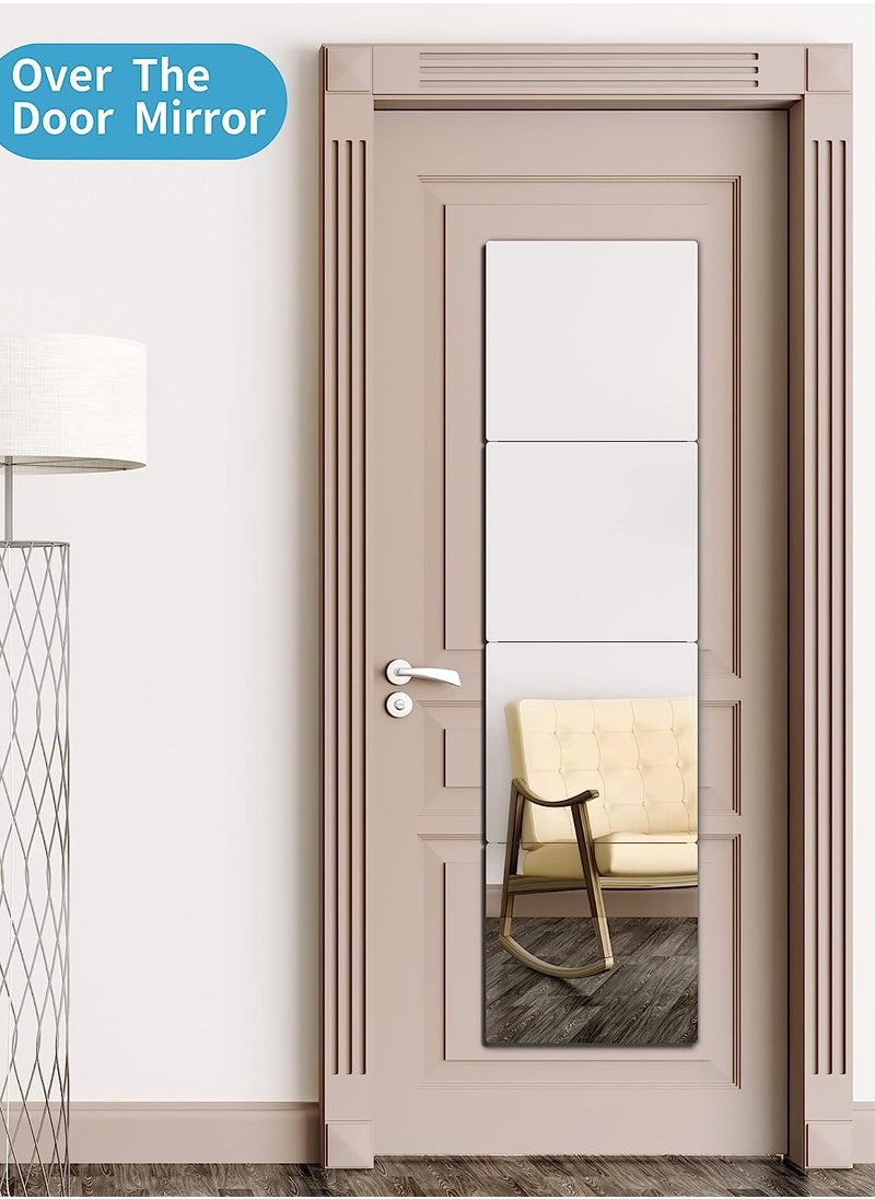 CityRiya-Long Full Length Mirror, Wall Mounted Mirror, Full Body Mirror for Bedroom, Makeup Mirror, 4 pcs 22 cm x 22 cm Over The Door Mirror for Door, Living Room, Bathroom, Home Decoration  - Image 4