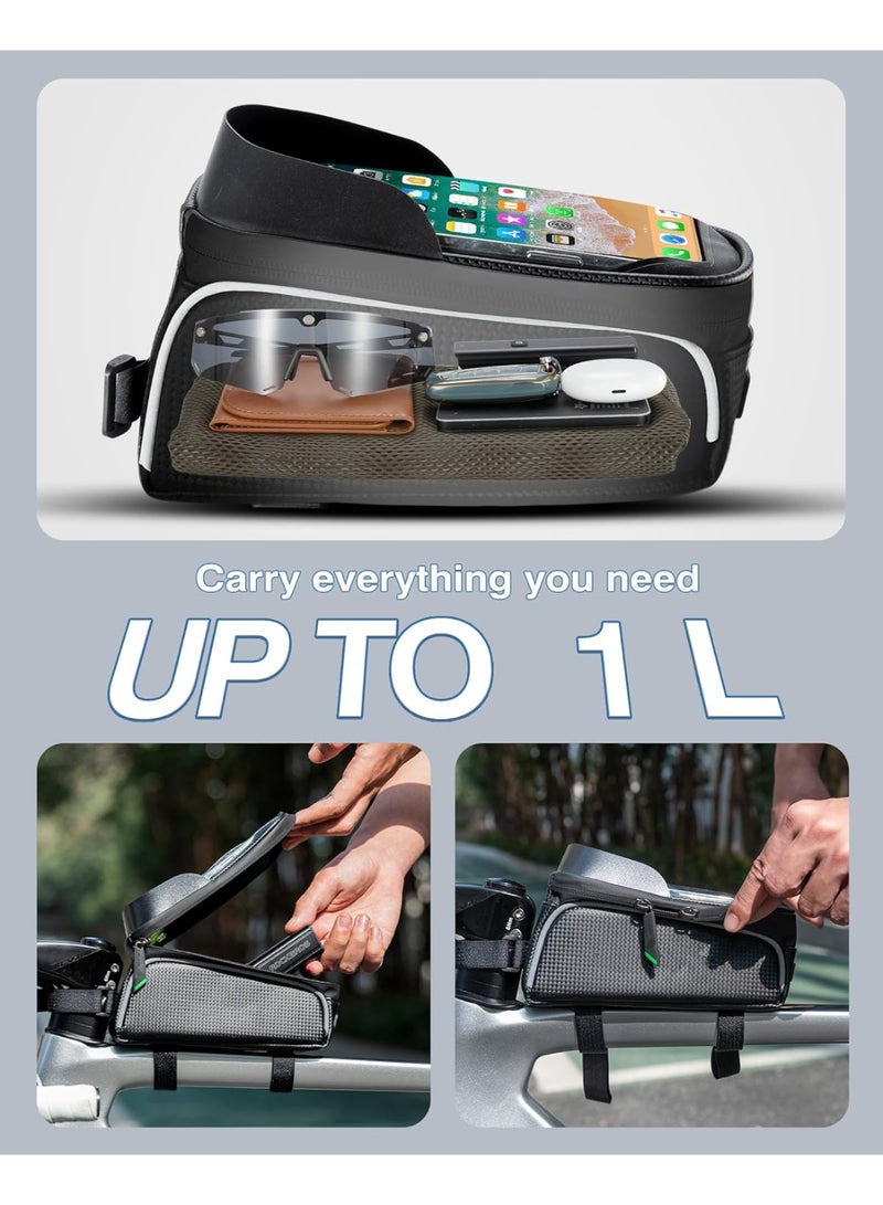 BUANIERT Bike/Bicycle Phone Front Frame Bag, Waterproof, Tube Bag,Cycling Pouch, Bike Accessories for Men Compatible Phone Under 17CM  - Image 5
