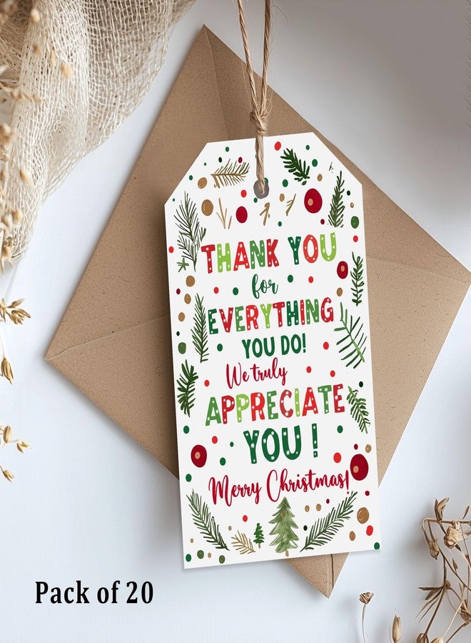 YYDESN Treat for You to Say Thank You for All You Do Gift Tag We Appreciate You Christmas Gift Tags with String Employee Appreciation Company Staff Christmas Holiday Favor Tags Pack of 20 (Appreciate B) - Image 3