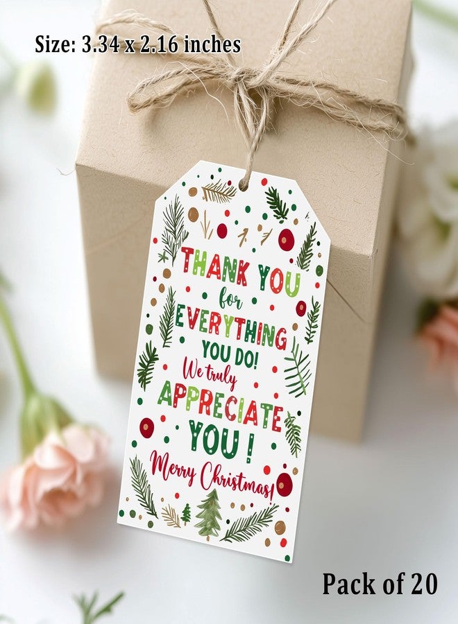 YYDESN Treat for You to Say Thank You for All You Do Gift Tag We Appreciate You Christmas Gift Tags with String Employee Appreciation Company Staff Christmas Holiday Favor Tags Pack of 20 (Appreciate B) - Image 2