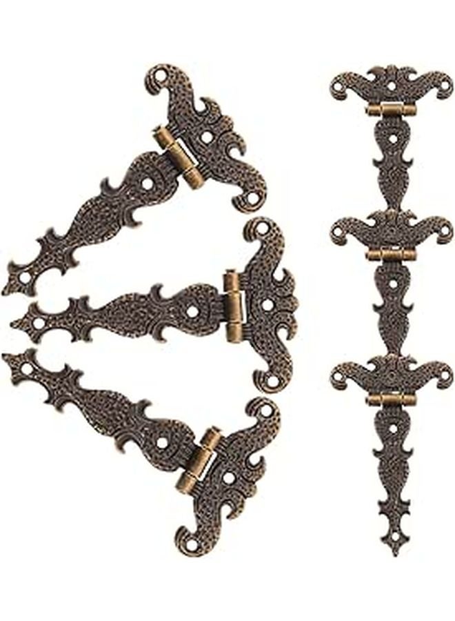 Vintage Zinc Alloy Wooden Jewelry Box Hinges 6Pcs Decorative Hardware with Screws - Image 1