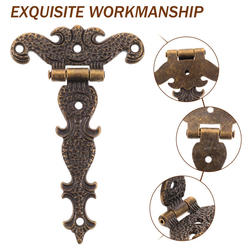 Vintage Zinc Alloy Wooden Jewelry Box Hinges 6Pcs Decorative Hardware with Screws - Image 4