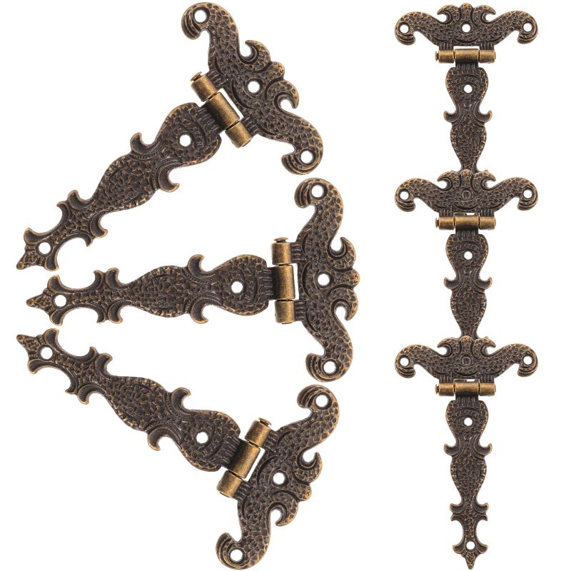 Vintage Zinc Alloy Wooden Jewelry Box Hinges 6Pcs Decorative Hardware with Screws - Image 2