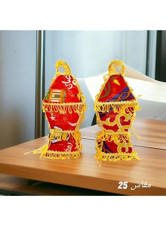 إيروريكس فانوس رمضان سلكي مقاسين 70سم و 25سم احمر مع اصفر مقاس 70 - Image 3