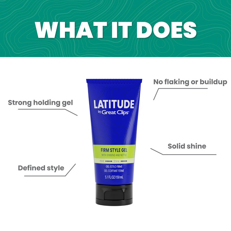 GREAT CLIPS LATITUDE Firm Style Gel | Hair Gel for Men | High Hold + High Shine | 5.1oz - Image 2