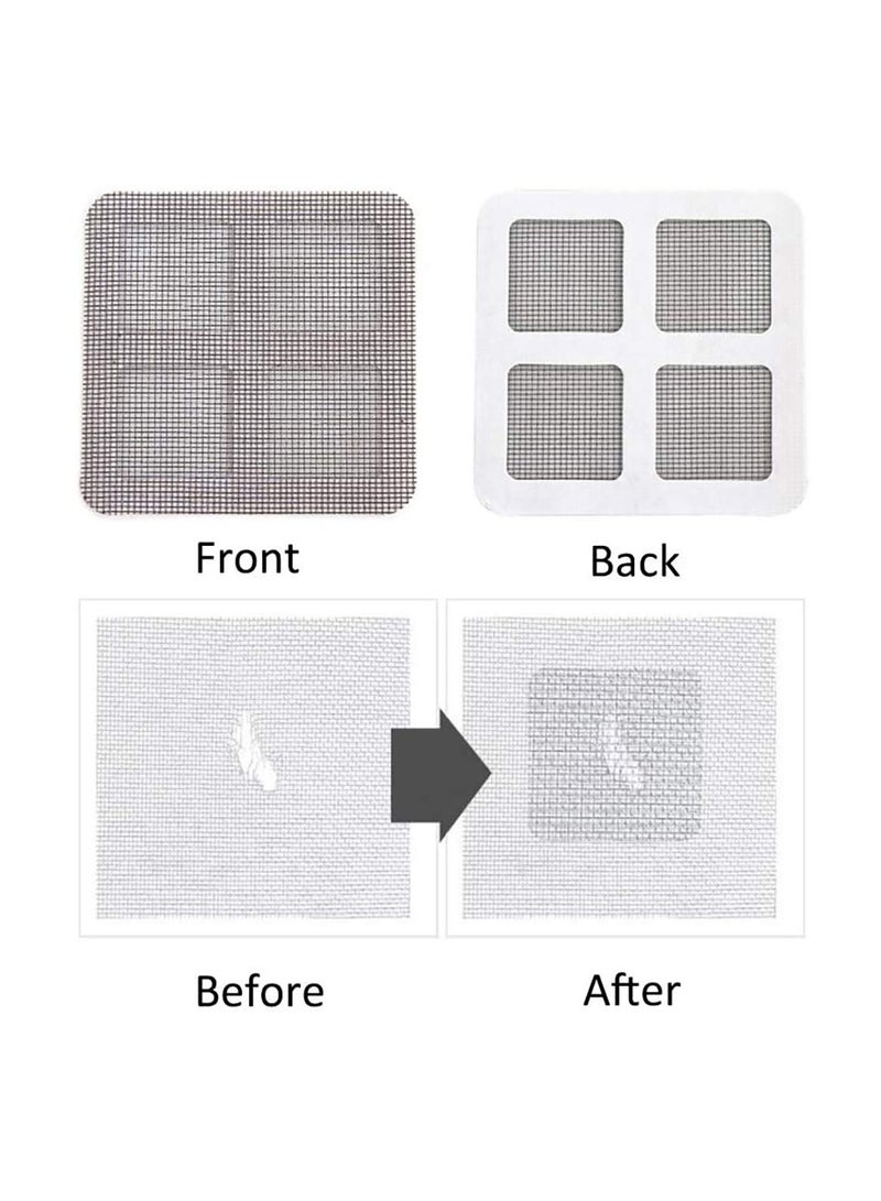 sokany 12 PCS Window/Door Screen Repair Kit, 10cm*10cm Screen Patch Repair Kit, Fiberglass Material Strong Adhesive Mesh Repair Door and Window Screen Repair for DIY Repair Screen Sticker Set (Grey)  - Image 3