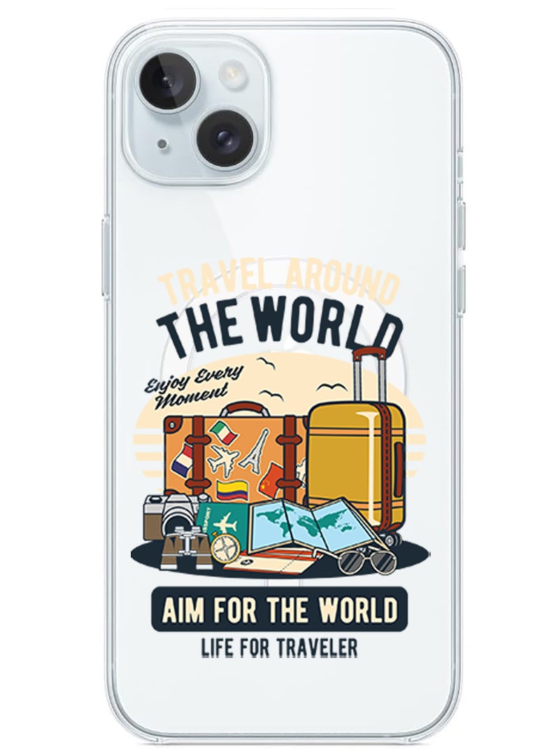 Theodor Magnetic Case for iPhone 15 6.1-inch Compatible with MagSafe Wireless Charging, Shockproof Phone Bumper Cover Aim for the world copy - Image 1