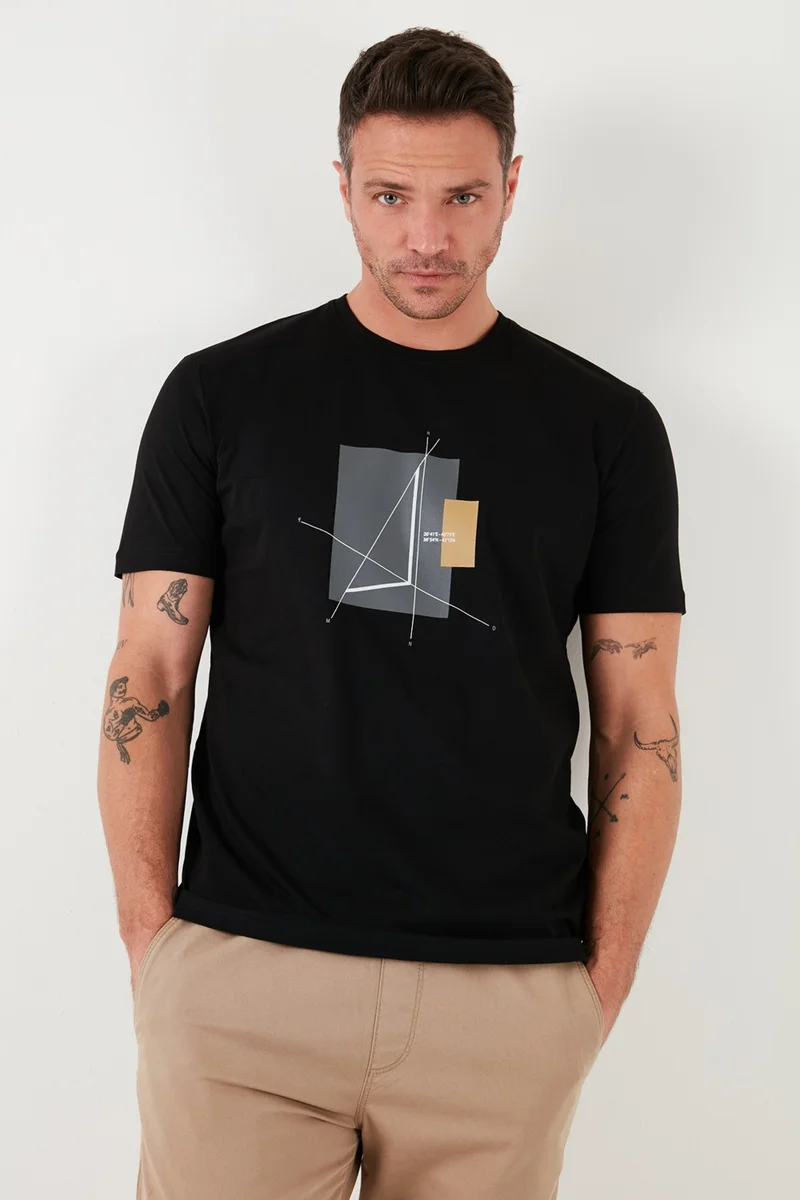 بوراتي Printed Cotton Crew Neck Slim Men's T Shirt 646R8040