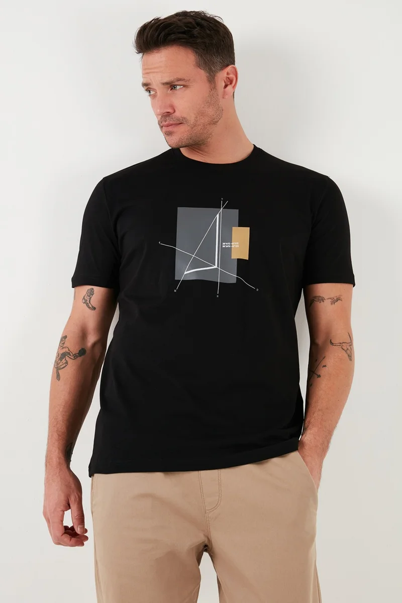 بوراتي Printed Cotton Crew Neck Slim Men's T Shirt 646R8040