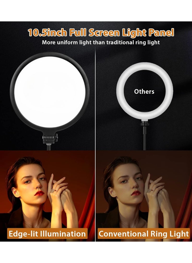 DEXO Ring Light with Extendable Stand for Video Shooting, 10.5 inch Full-Screen Desk Ringlight for Laptop Mobile Phone, Dimmable LED Photography Light for Computer Zoom Meeting Live Streaming Selfie - Image 2