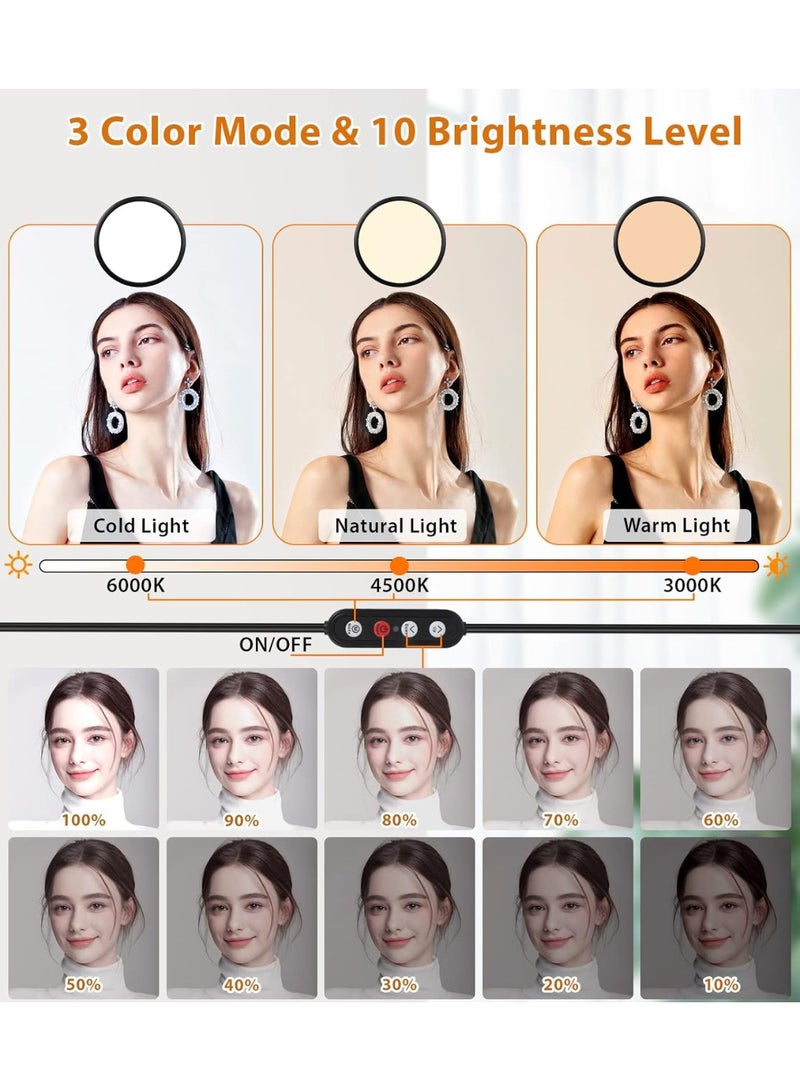 DEXO Ring Light with Extendable Stand for Video Shooting, 10.5 inch Full-Screen Desk Ringlight for Laptop Mobile Phone, Dimmable LED Photography Light for Computer Zoom Meeting Live Streaming Selfie - Image 4