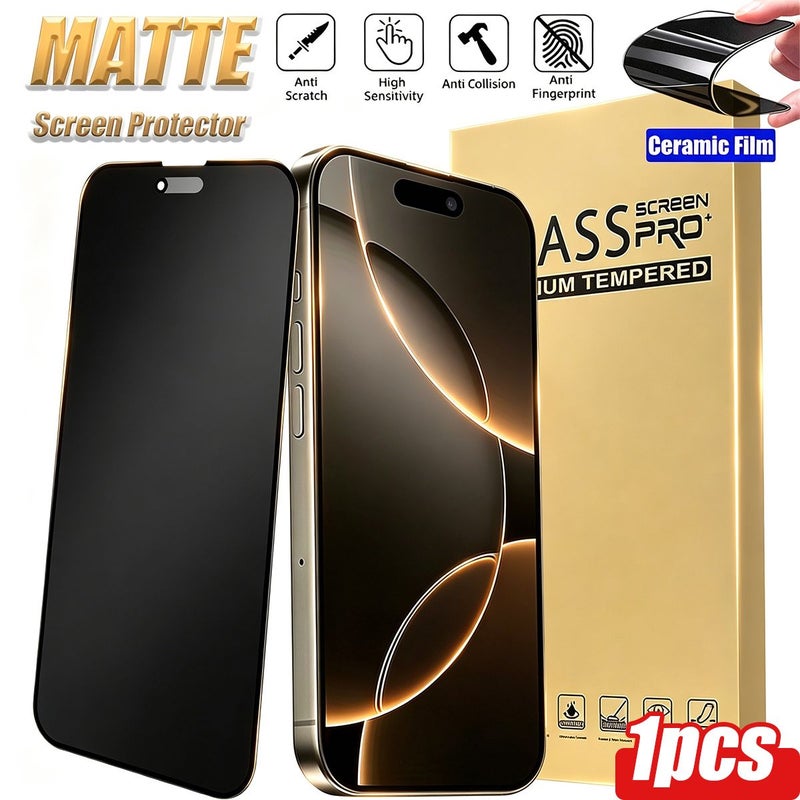 Ceramic Frosted Privacy Screen Protector for iPhone SE (2022) - Full Coverage Anti-Spy Matte Film, Anti-Peeping, Anti-Fingerprint, Anti-Reflective, Anti-Slip, Eye Protection - Image 1