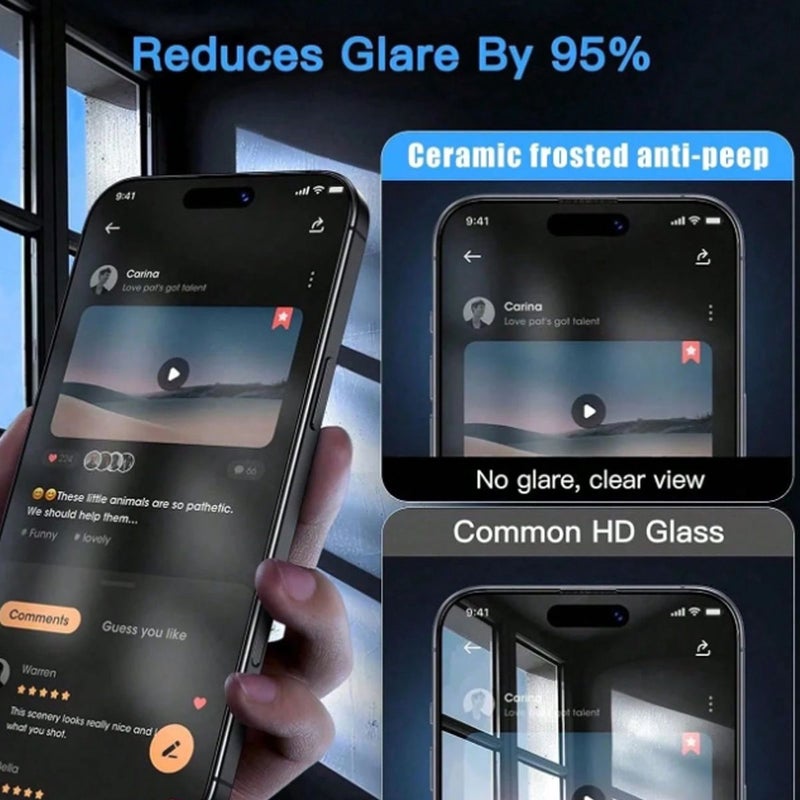 Ceramic Frosted Privacy Screen Protector for iPhone SE (2022) - Full Coverage Anti-Spy Matte Film, Anti-Peeping, Anti-Fingerprint, Anti-Reflective, Anti-Slip, Eye Protection - Image 4
