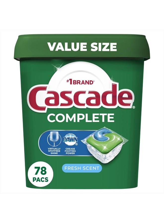 Cascade Complete Dishwasher Pods - Fresh Scent ActionPacs, 78 Count  - Image 1