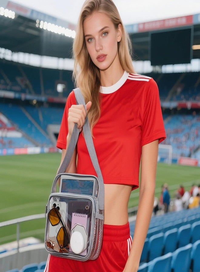 TINYAT Clear Crossbody Bag for Stadium Events 12x6x12 Clear Bag Stadium Approved Transparent Bag PVC Purse Bag for Corcert - Image 2