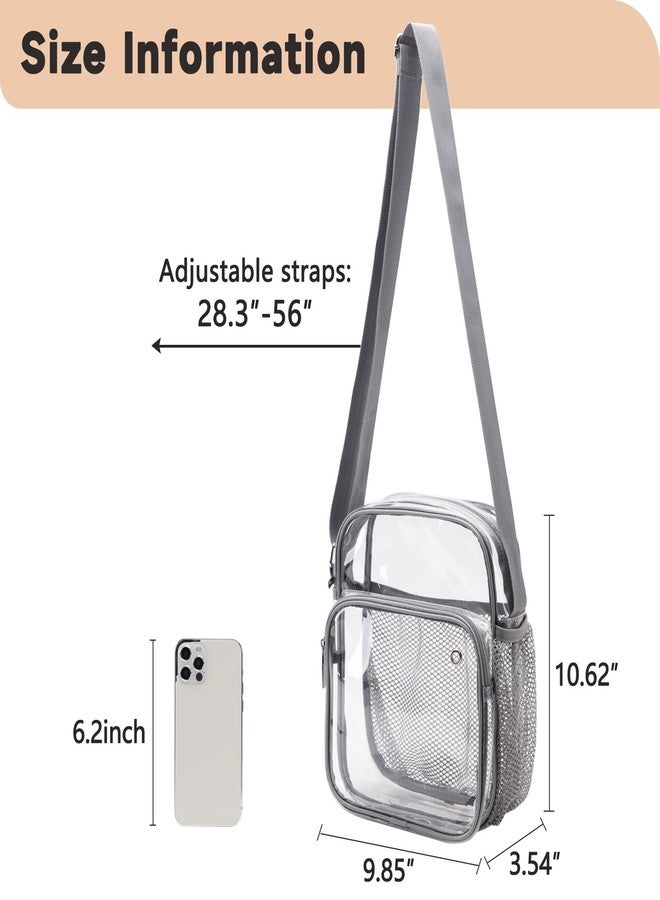 TINYAT Clear Crossbody Bag for Stadium Events 12x6x12 Clear Bag Stadium Approved Transparent Bag PVC Purse Bag for Corcert - Image 4